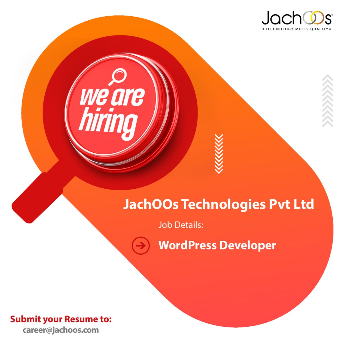 InfoparksKerala's tweet photo. #Jachoos Technologies, a fully in-house digital company offering branding, marketing, web design and development, is looking for a #WordPress developer with #experience in CSS3, JavaScript, HTML5, and jQuery. If interested, send your #CV to: career@jachoos.com.
#Infopark #Hiring https://t.co/q4qqkmkmIp