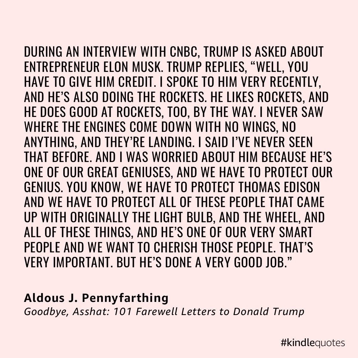 AJPennyfarthing's tweet photo. Are filthy rich baby men desperate for Trump's shallow approval? Because I don't think "he likes rockets" is the kind of praise worth dropping billions on a social media platform #DSenior no longer uses. #DoingTheRockets https://t.co/zNTIHWb0Fu