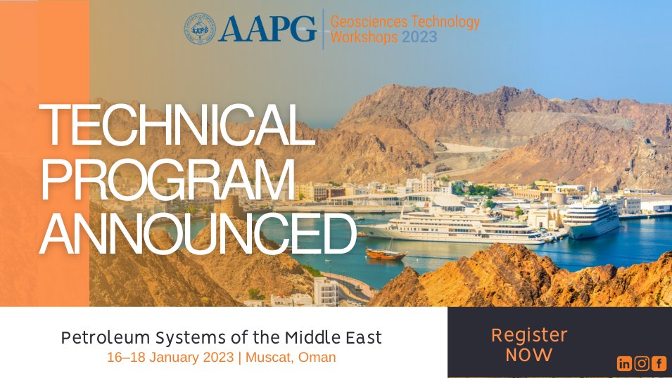 🔊The program for the Petroleum Systems of the Middle East GTW has been REVEALED!🔊
This 3️⃣-day GTW will feature an inaugural keynote along with 4 technical keynotes and 20+ technical talks. The event will also include a core display🪨

Full program here: bit.ly/3FvDGJCL