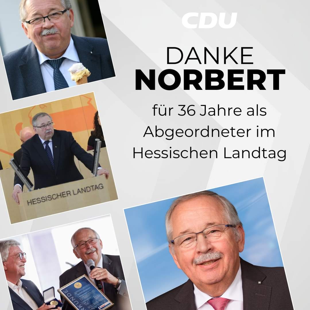 Unser langjähriger Landtagsabgeordneter Norbert #Kartmann hat angekündigt sein Mandat zum Jahresende niederzulegen. Wir würdigen sein Wirken und bedanken uns von 🧡 für seinen Einsatz für die Menschen in unserer Heimat #wetterau #hessen #cdu <a href="/cduhessen/">cduhessen</a>