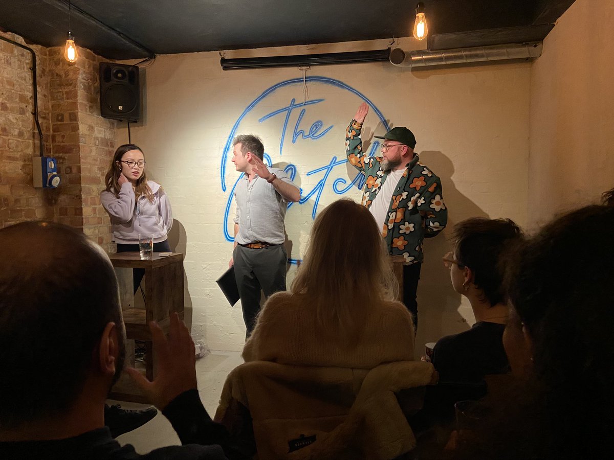 Magic Roulette with <a href="/tombracemagic/">Tom Brace</a> last night was hilarious and well.. magical! Martin absolutely buzzing to get picked. My mind is still blown.. the perfect mix of magic and comedy <a href="/theglitch_se1/">The Glitch | VAULT Creative Arts</a>👌 smashed it! We will be back for January’s sesh #magicroulette #tombracemagic