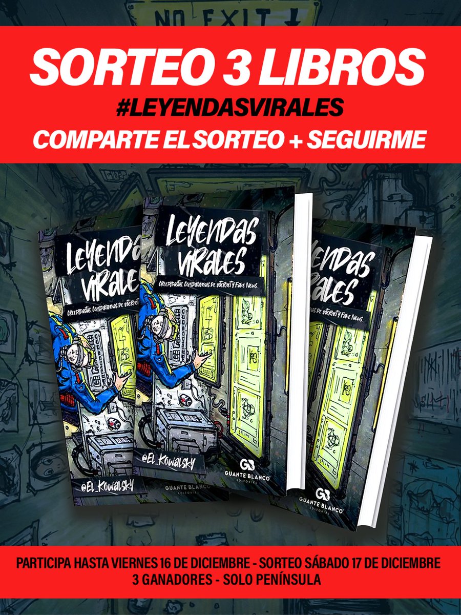 🚨S O R T E O 🚨 3 LIBROS DE #LEYENDASVIRALES

1-COMPARTE ESTA IMAGEN 🔃
2-SÍGUEME ✅

PARTICIPA HASTA EL 16 DE DICIEMBRE 
SORTEO 17 DE DICIEMBRE
3 GANADORES
*Solo península 

🌟 M U C H A  S U E R T E 🌟