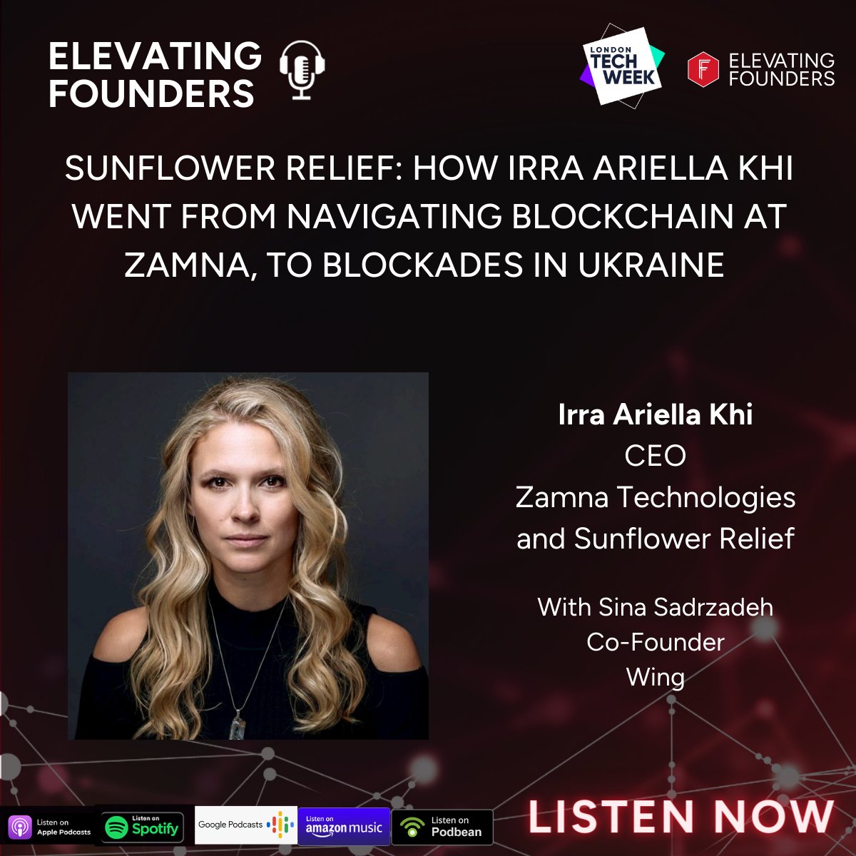 EFSeries's tweet photo. 🎙 NEW PODCAST EPISODE 🎙 In today's candid episode we are joined by @irra_k, CEO of @Zamna_Tech and @SunflowerRelief &amp; Sina Sadrzadeh, Co-Founder of Wing 🙌

Listen here https://t.co/DxL2DQADQz 🎧 https://t.co/xcnjzlaxXr