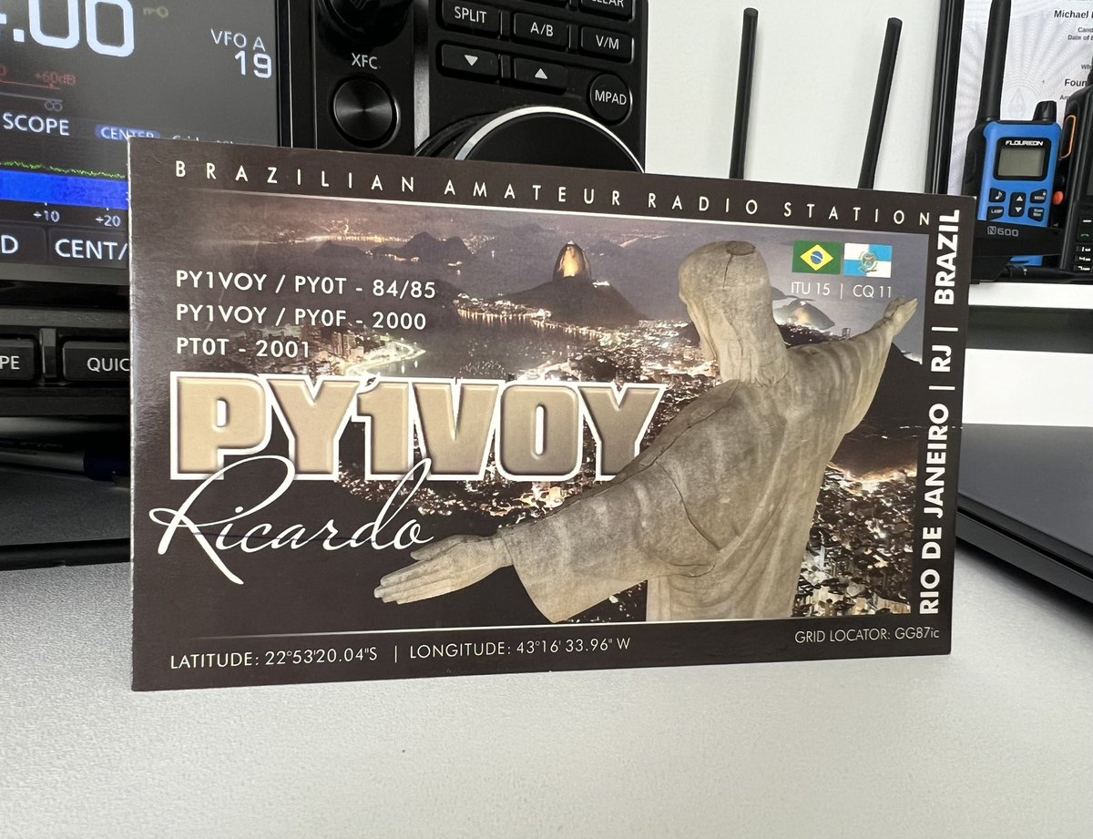 Again, nothing quite beats receiving a paper QSL card through the post. Many thanks to Ricardo PY1VOY, for taking the time to confirm via post. Very appreciated indeed 👍🏻