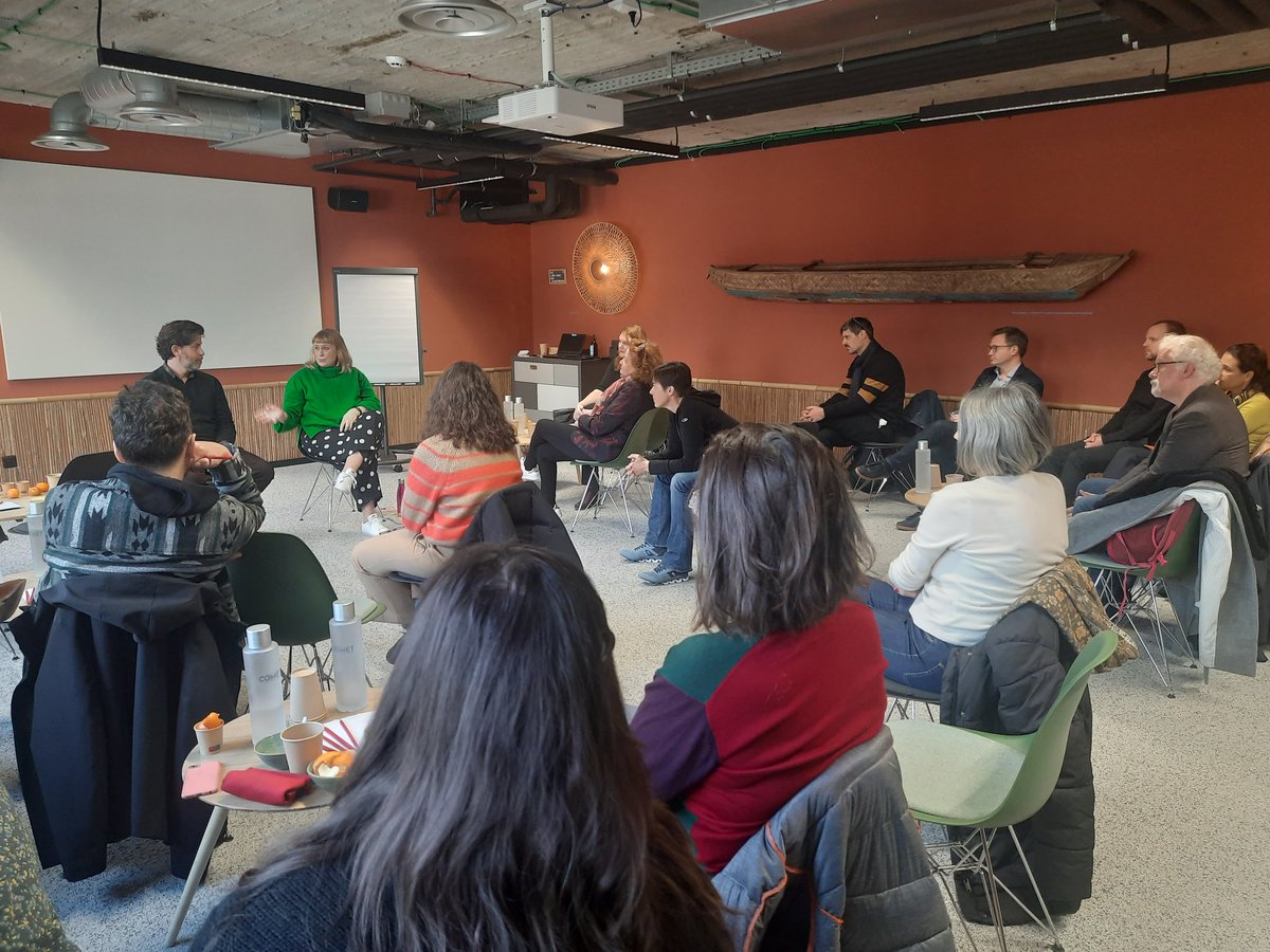 EUPLPrize's tweet photo. Right now, our #EUPL2022 nominees are listening to EUPL laureates David Machado (#EUPL2015, Portugal) and @JanCarson7280 (#EUPL2019, Ireland) speaking about how the Prize has influenced their literary careers & how to best make use of the new success. 🏆📚 https://t.co/xY0EJ0mKNS