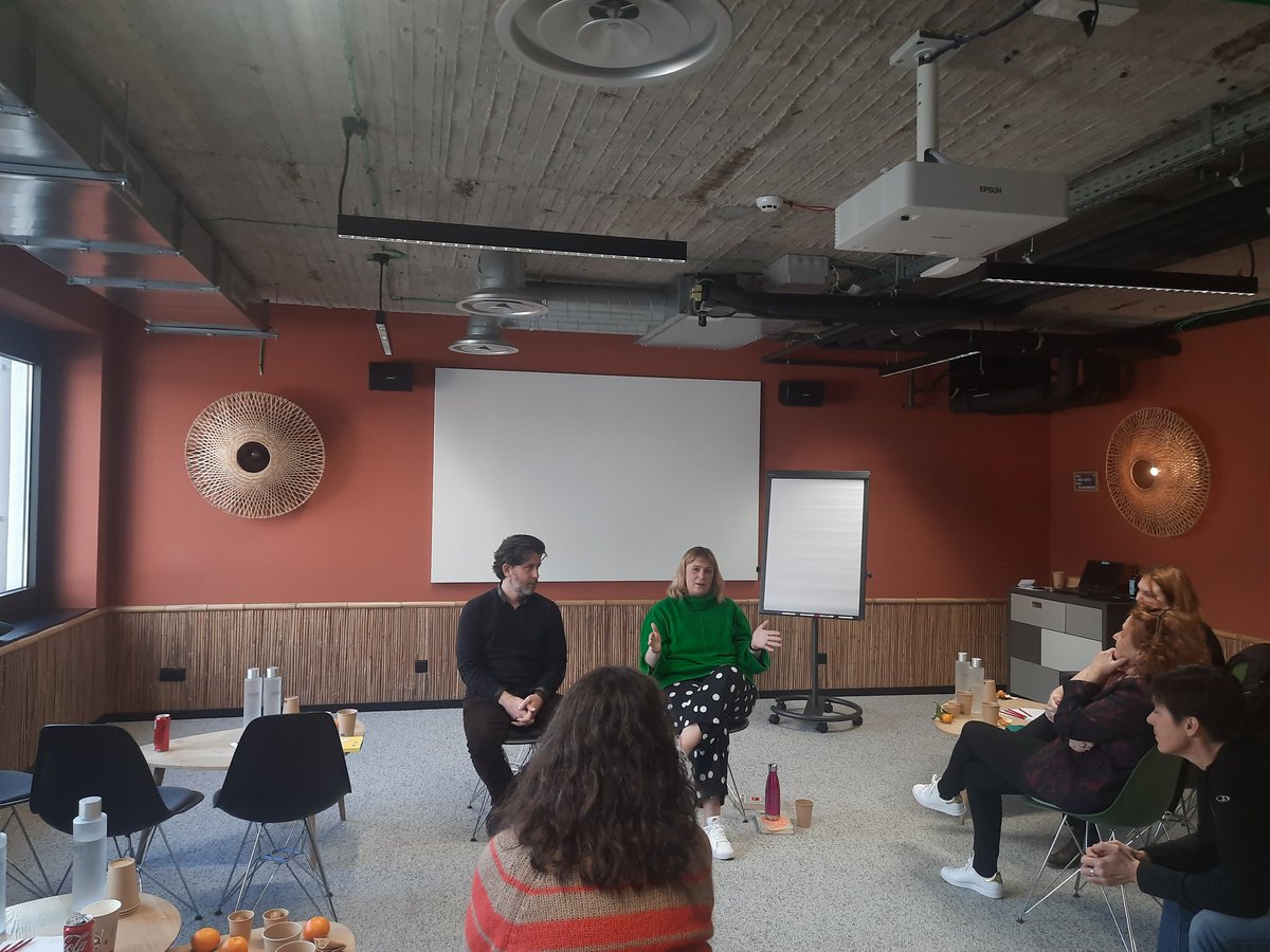 EUPLPrize's tweet photo. Right now, our #EUPL2022 nominees are listening to EUPL laureates David Machado (#EUPL2015, Portugal) and @JanCarson7280 (#EUPL2019, Ireland) speaking about how the Prize has influenced their literary careers & how to best make use of the new success. 🏆📚 https://t.co/xY0EJ0mKNS
