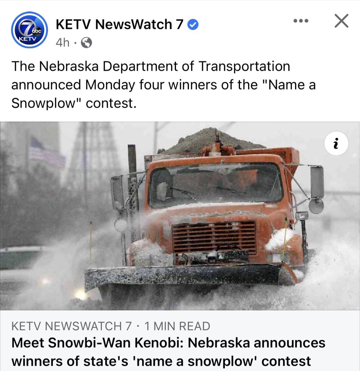 OmahaSnowPlow's tweet photo. I’m back, and it looks like just in time @KETV https://t.co/dw3l5bR1xI