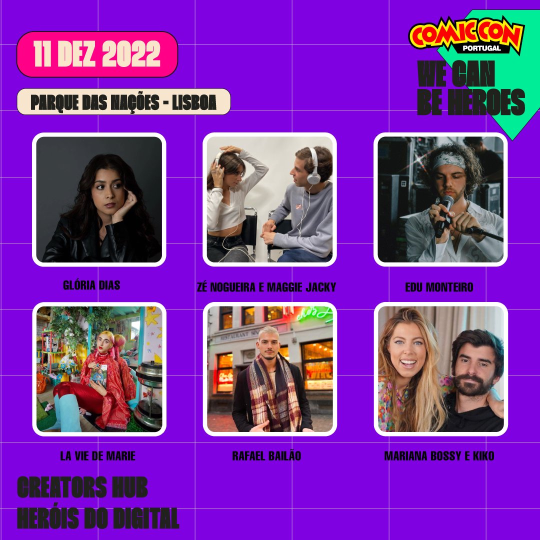 É o momento de vestires a tua capa de super herói e assistir aos teus criadores de conteúdo favoritos no espaço Creators Hub: Heróis do Digital, com a Thumb Media e a Milenar 🦹