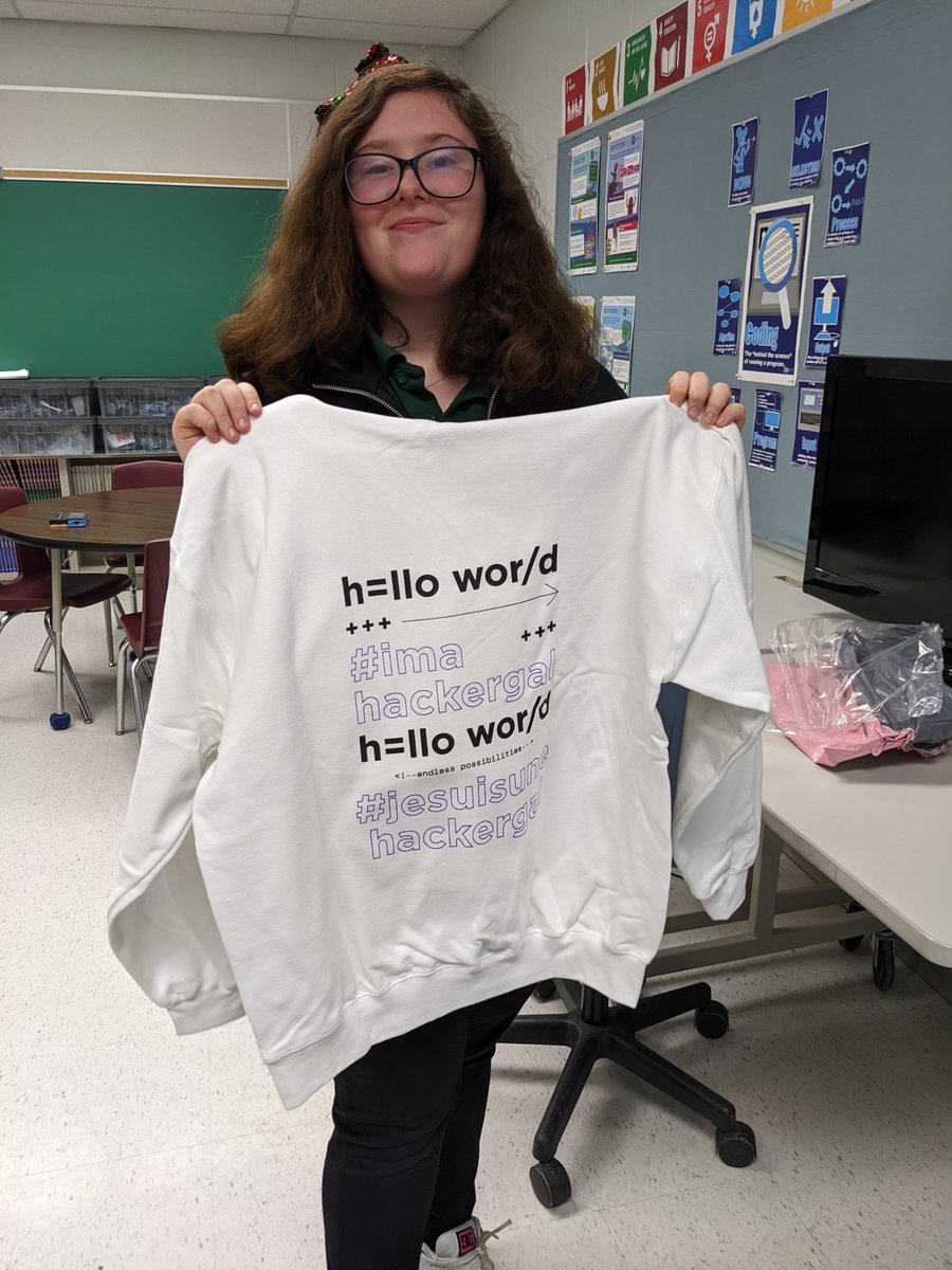 sandramtheobald's tweet image. 🎉Our very own HACKERGAL Ambassdor - Getting ready for Wednesday&apos;s Hackergal Day!! Congrats on your hard work &quot;C&quot;!  @thehackergals   @SJCHSSPARTANS   #LetsCodeCDSBEO #CSEverywhere
