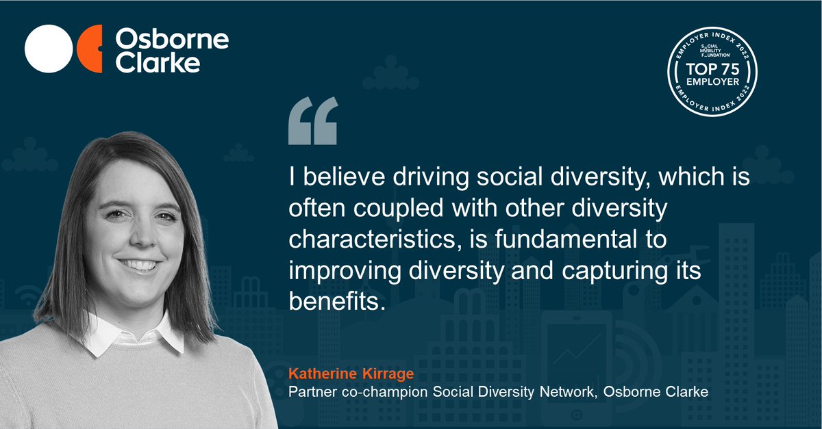 OsborneClarke's tweet photo. We're proud to be a top 75 employer in the @SocialMobilityF Employer Index.

It is promising that 34% of all entrants were from the legal sector and that we placed 26th. But more can be done, we urge more firms to enter in 2023
#SMFIndex22 #SMFIndex22

https://t.co/DhIY9wBipz https://t.co/aiQAONAYZE