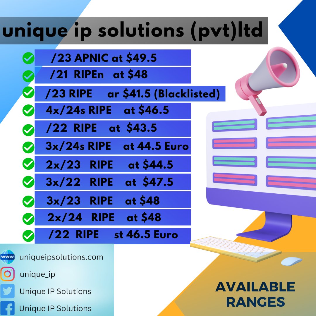 unique_ips's tweet photo. #ipv4 #ipv4leasing #ipv4addressblocks #ipv4block #ipv4marketprice #ipv4buy #ipv4sell #ipv4leasing #ipv4market #ipv4address #uniqueipsolutions
#digitalservice4germany 

visit us >  https://t.co/oRerVxmpgu https://t.co/I88OfvKJJJ