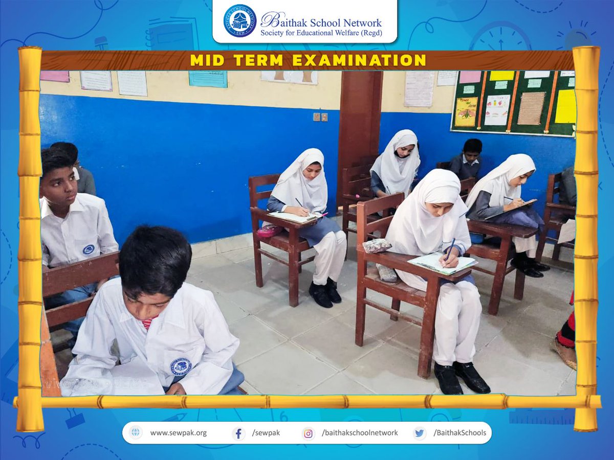 BaithakSchools's tweet photo. Mid-term exams have begun in all schools of Baithak School Network. May Allah bless all students with success.
#MidtermExamination
#exams
#schoolexams
#BaithakSchoolNetwork
#SupportBaithakSchools https://t.co/zfaAOgBS7E