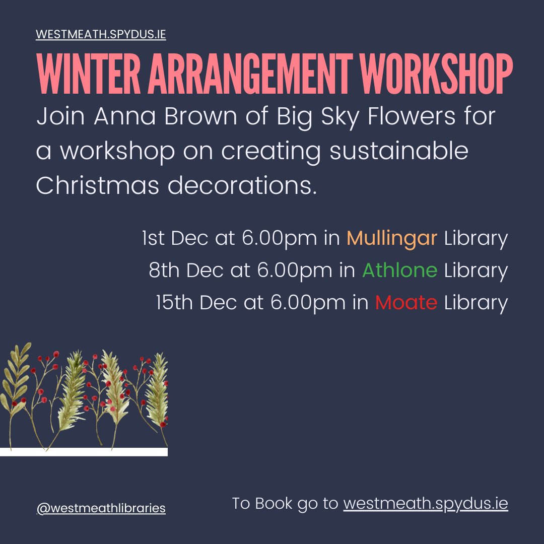 whcclibrary's tweet image. So much happening this festive season in your local library.  Why not drop in, phone or search westmeath.spydus.ie to find out what is happening at your local library. #festiveseason #christmaslibrary #locallibrary