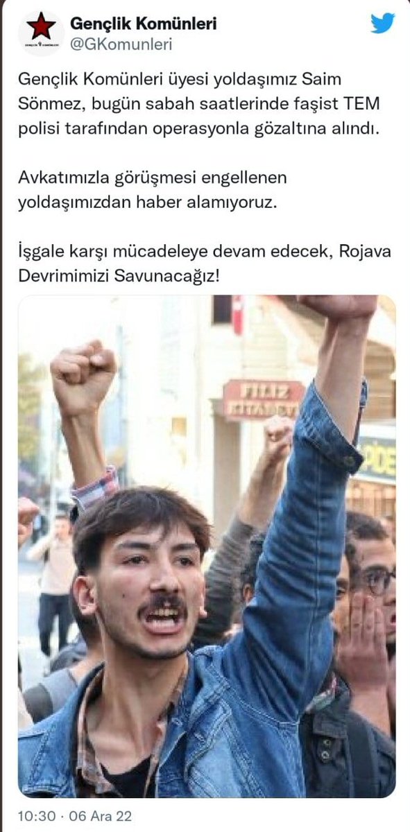 asena_haber's tweet photo. İstanbul Üniversitesinde PKK ve HDPKK tarafından Kandil'e adam devşirmek için yuvalanmaya çalışanlardan biri olan Saim Sönmez adlı öğrenci kılıklı bir terörist, "Terörle Mücadele" ekipleri tarafından gözaltına alındı.

Üniversitelerde terörist istemiyoruz! https://t.co/xOPg8YKe2k