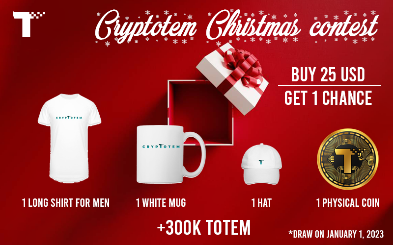 CryptotemToken's tweet photo. 🎁 Christmas Buy Contest 🎁

Take part in the Buy Contest and try to win Cryptotem products

To win :
  1 Shirt
  1 Mug
  1 Hat
  1 Physical coin
  300k TOTEM

To participate :
Each purchase of TOTEM over 25 USD gives 1 chance to win the contest (no transfer limit)

Good luck ! https://t.co/LpBrbRZ1Et