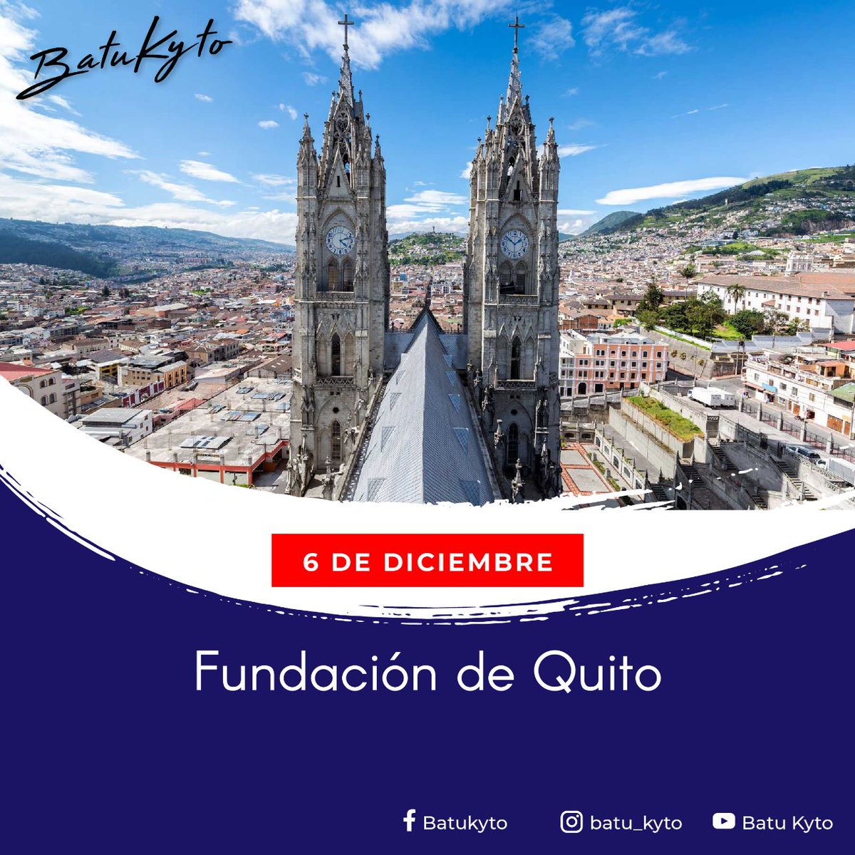 BatuKyto's tweet photo. @batu_kyto Saluda a nuestra querida capital en sus 488 años de fundación felices fiestas #2022 #VivaQuito2022. 🥳🇪🇨 https://t.co/W3QwgnarKp