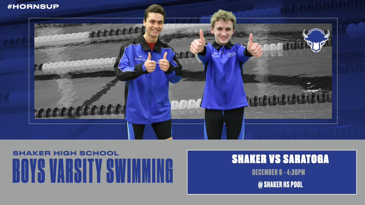 Good luck to the Boys Varsity Swim Team as they take on Saratoga today! #hornsup <a href="/Shaker_swimdive/">Shaker Swimming And Diving</a>