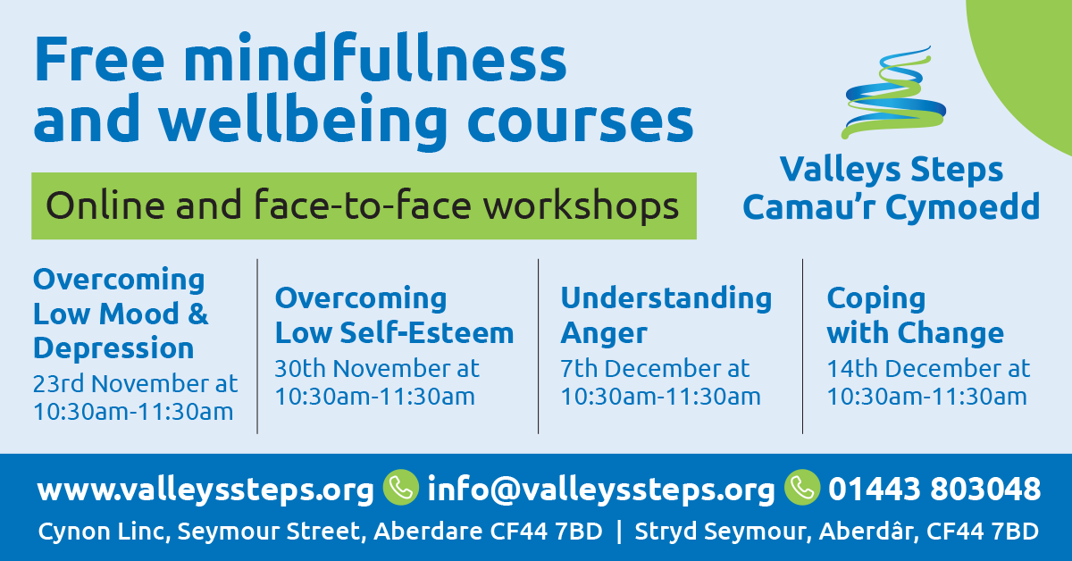 Valleys Steps will be at Cynon Linc in Aberdare tomorrow with a session on 'Understanding Anger'. It starts at 10.30am and is free to attend, all welcome.
#wellbeing #aberdare