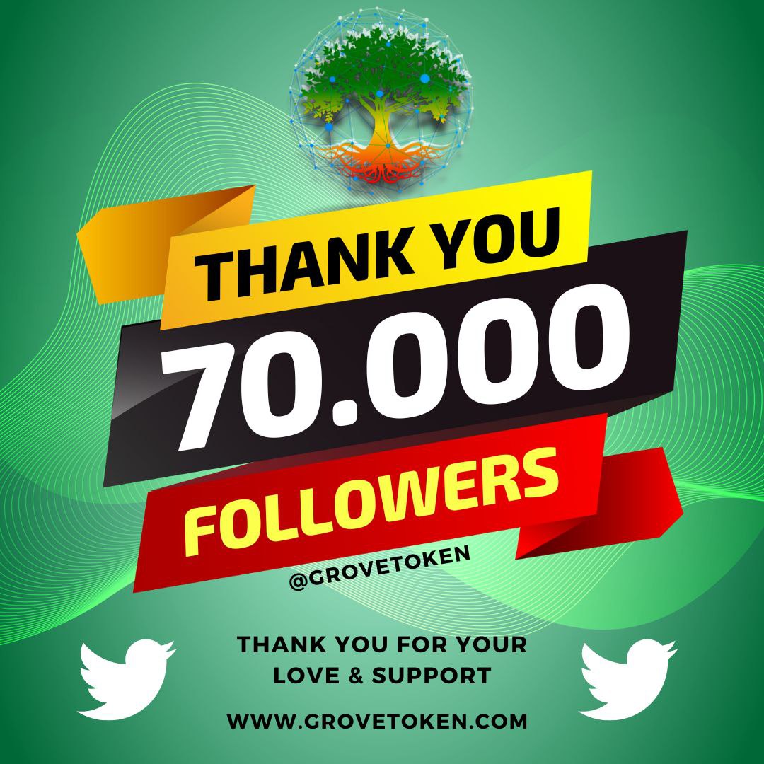 GroveToken's tweet photo. Let's take a moment to appreciate every single follower and supporter of GroveToken - 70,000 of you! 🔥

We wouldn't be where we are today without the support from you guys!

Thank you from @JohnGh87 and the whole team, you're amazing!

#GroveToken #GroveCoin #GroveGreenArmy https://t.co/nrn82fJrgR