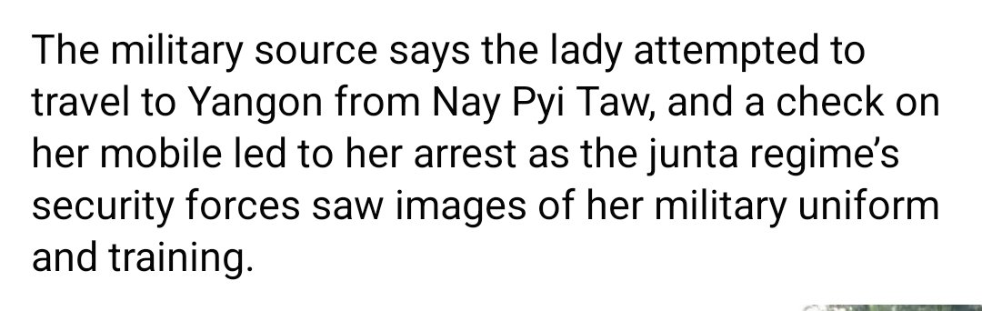 The junta regime’s security forces have claimed a woman who has completed military training in one of the ethnic regions in the security gate between Nay Pyi Taw and Yangon on 05 December in Myanmar.