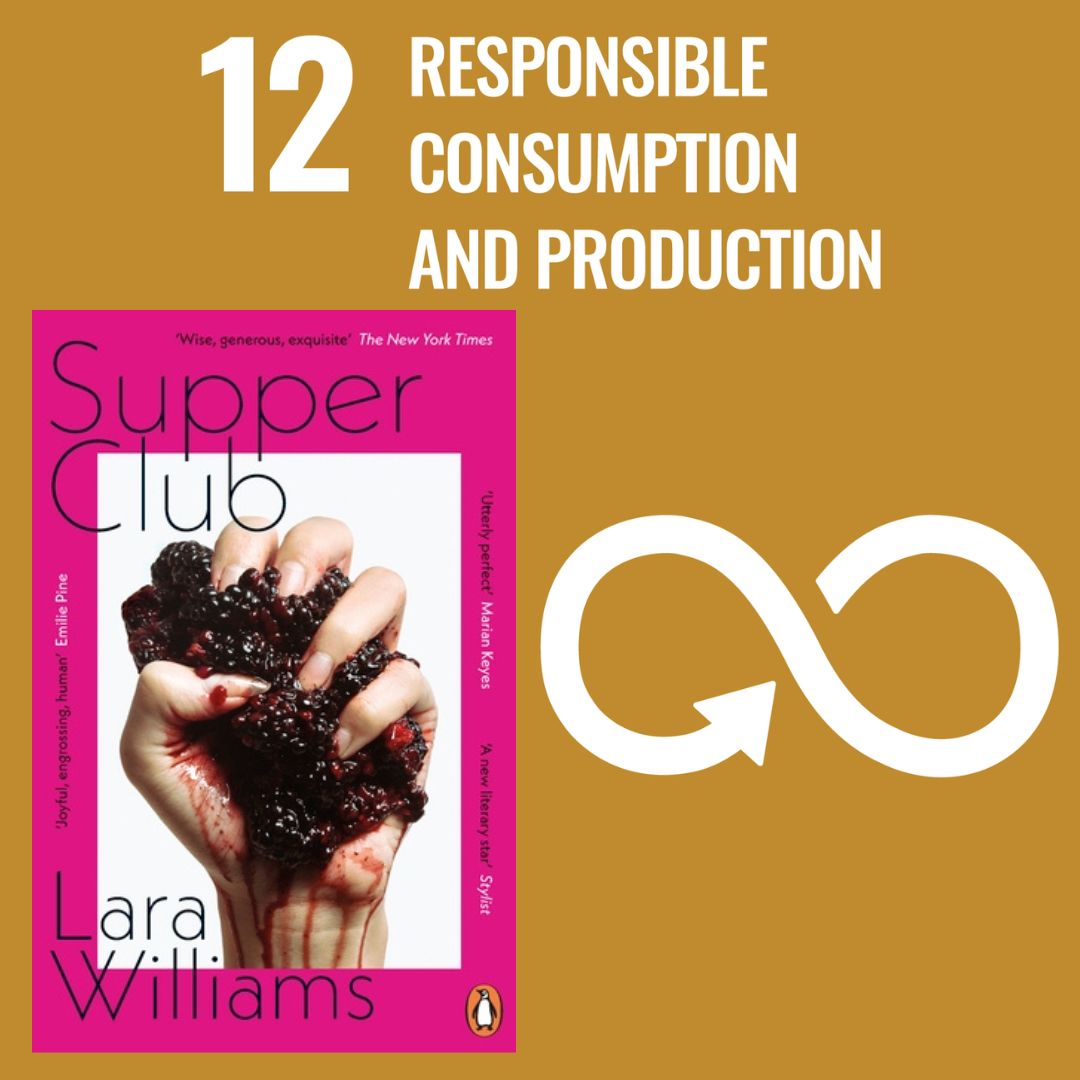 Day12 of #17Booksfor17SDGs is the @UN's #ResponsibleConsumptionandProduction
We've got Supper Club by #LaraWilliams from @PenguinUKBooks 
Fed up of being hungry a group of women meet to feast and dance in the night, but their desires start to expand beyond gorging.
#CitiesofLit