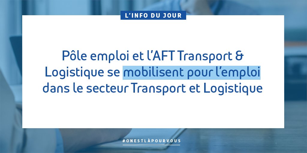Afin de répondre aux enjeux de #recrutement du secteur #Transport et #Logistique, nous renforçons notre collaboration avec l'<a href="/AFT_TL/">AFT TRANSPORT & LOGISTIQUE</a> par la signature d'un plan d’action partagé sur 3 ans 📝

📰 Lire le communiqué de presse ➡️ pole-emploi.org/accueil/commun… #AvecPôleEmploi #TousMobilisés