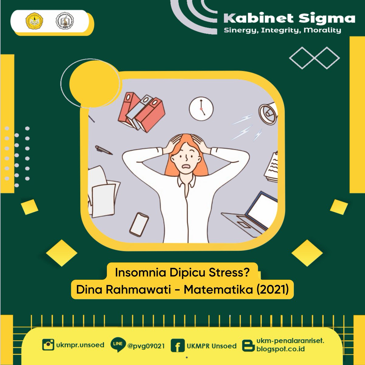 [KAJIAN UKMPR]

Salam Riset!!! Sukses!!!

Hello guys, kali ini kajian UKMPR kembali hadir nih.

Insomnia Dipicu Stres?
Dina Rahmawati
Matematika (2021)

Yuk disimak!
Semoga bermanfaat

ukm-penalaranriset.blogspot.com/2022/12/kajian…