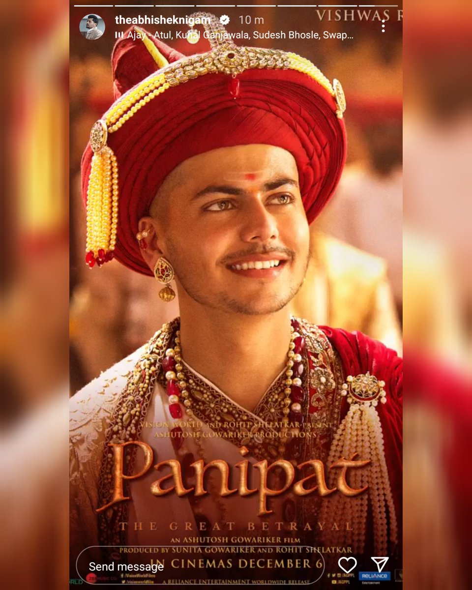 Abhishearties's tweet photo. ABHISHEK NIGAM AS VISHWAS RAO
#3YearsOfVishwasRao

@abhisheknigam96 celebrates 3 years of panipat &amp; vishwas rao with his fans by resharing fans edits &amp; posting a reel of vishwas rao on instagram https://t.co/0I1zfxUStN