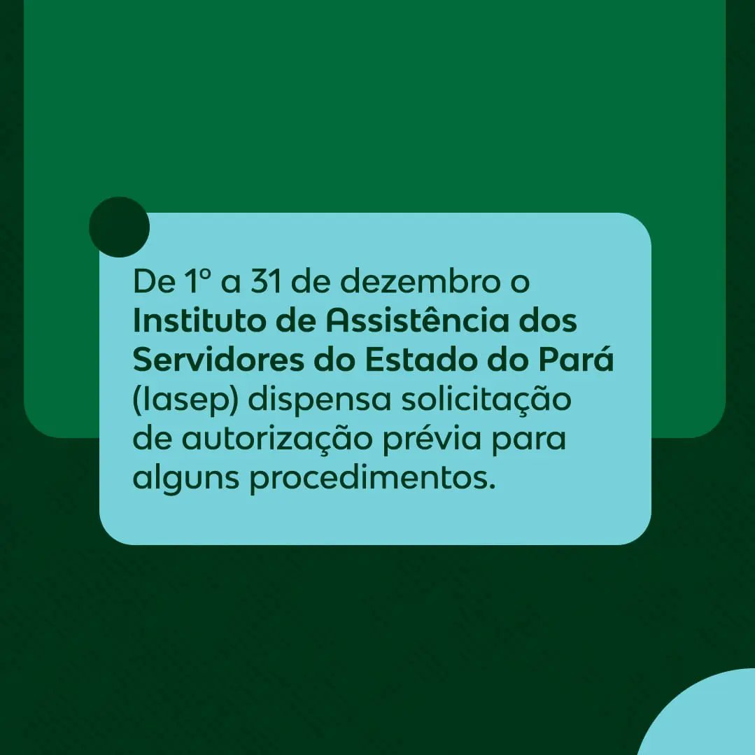 Iasep_PA's tweet photo. Atenção, segurado! Até o dia 31 de dezembro vários exames podem ser realizados sem autorização prévia do Iasep. Essa medida visa agilizar o atendimento de nossos segurados, facilitando a realização desses procedimentos. 

Arrasta para o lado e saiba mais. https://t.co/H2JuESfU2P