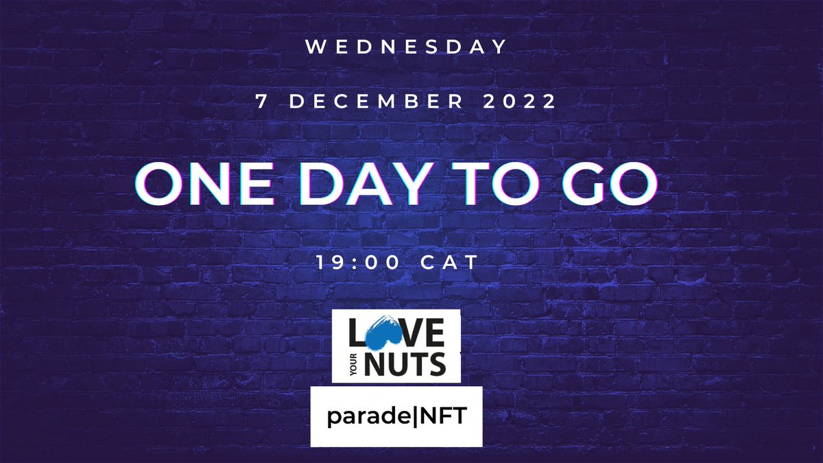 ParadeNFT1's tweet photo. Tomorrow is the day…. @LoveYourNuts
Reminder to set your alarms…. 19:00 CAT
Pop any questions you have about our upcoming NFT launch below!
#NFT #web3 #NGO #ParadeNFT https://t.co/UHXlX9jkrj