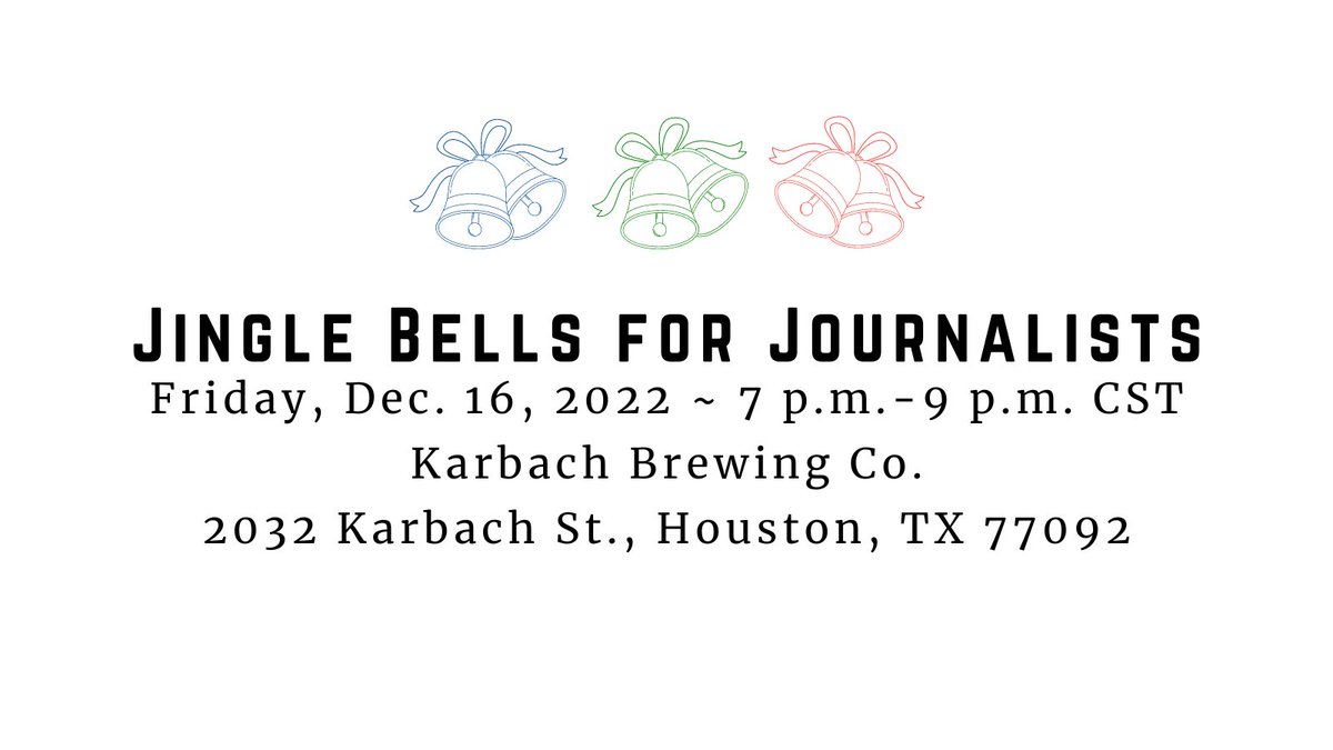 #HoustonJournalists, please join us for our annual holiday party! Have a drink on us, enjoy some appetizers, network, socialize, compare notes and get ready for 2023! #partylikeajournalist #journalists #Houstonreporters #jinglebellsforjournalists
