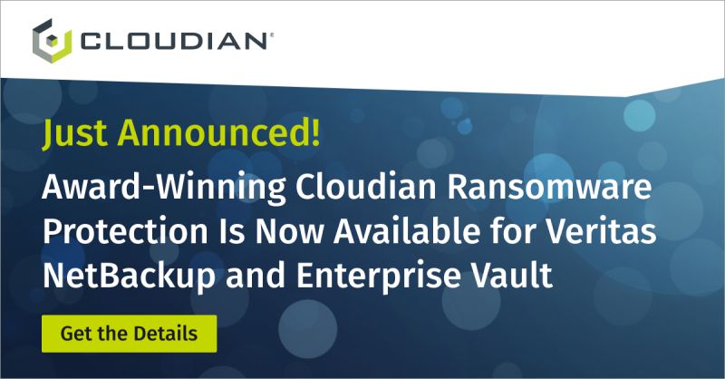 CloudianStorage's tweet image. Today #Cloudian announced new integrations with @VeritasTechLLC, a 🥇 leader in multi-cloud data management, enabling mutual customers to deploy Cloudian’s 🏆 award-winning #S3 #ObjectLock ransomware protection in their Veritas #NetBackup environment.
MORE:cloudian.com/press/cloudian…