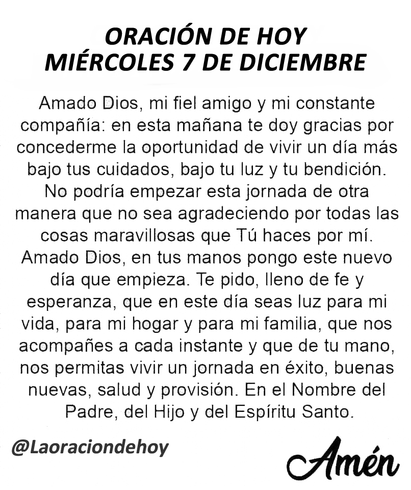 laoraciondehoy's tweet photo. Oración diaria para hoy miércoles 7 de diciembre del 2022 https://t.co/UihxFDq8w9
