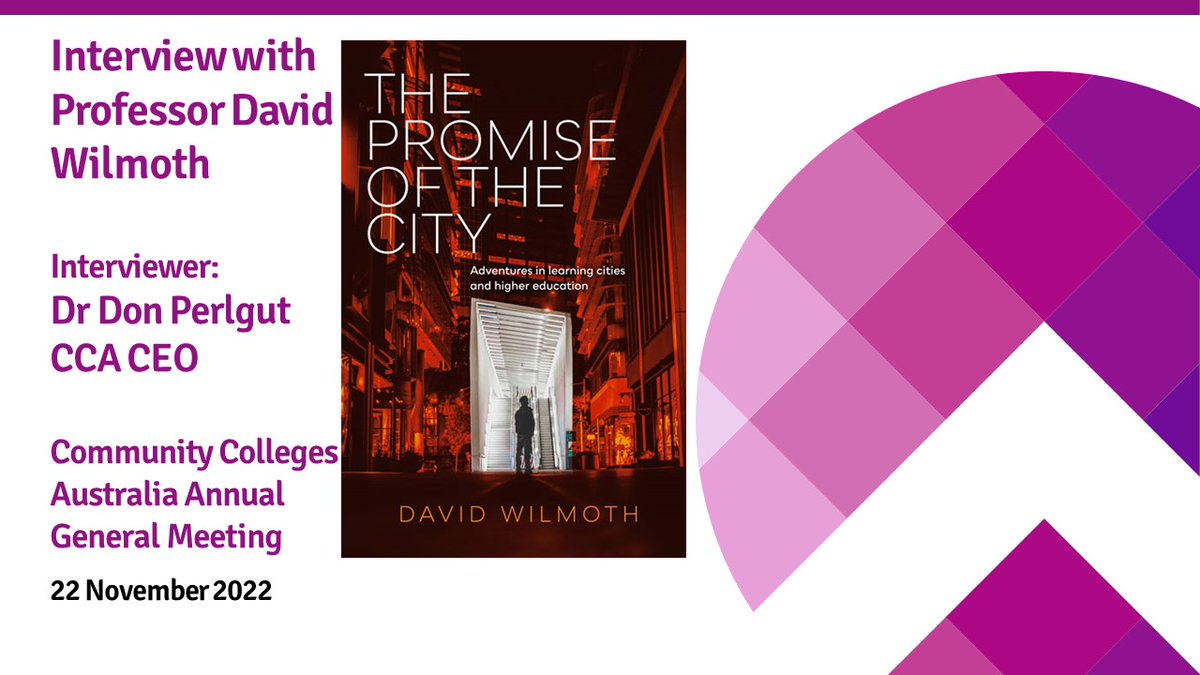 CCA interview with Professor David Wilmoth discussing his book "The Promise of the City: Adventures in Learning Cities and Higher Education" (Laneway Press, 2021) - now available to watch on YouTube (16'): youtu.be/67KuEtSKv7A