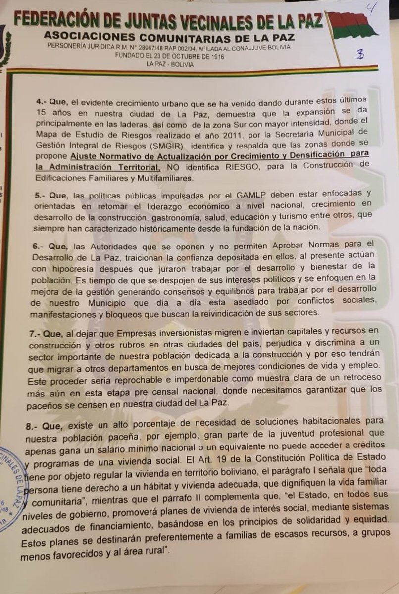 OscarSogliano's tweet image. 🛑VOTO RESOLUTIVO FEJUVE LA PAZ🛑
El hecho de "destruir" es algo fácil; el verdadero desafío es #proponer y #aportar. Este es el  único camino para emprender el desarrollo y la planificación integral; de la mano con las organizaciones vivas del municipio. Felicidades vecinos