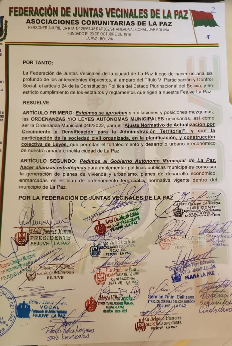 OscarSogliano's tweet image. 🛑VOTO RESOLUTIVO FEJUVE LA PAZ🛑
El hecho de "destruir" es algo fácil; el verdadero desafío es #proponer y #aportar. Este es el  único camino para emprender el desarrollo y la planificación integral; de la mano con las organizaciones vivas del municipio. Felicidades vecinos