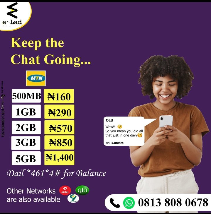 Get affordable data for as low as #290 per GB.
DM for instant TopUp.
Other networks also available at cheap rates. 

#FIFAWorldCup #crusher #Shiloh2022