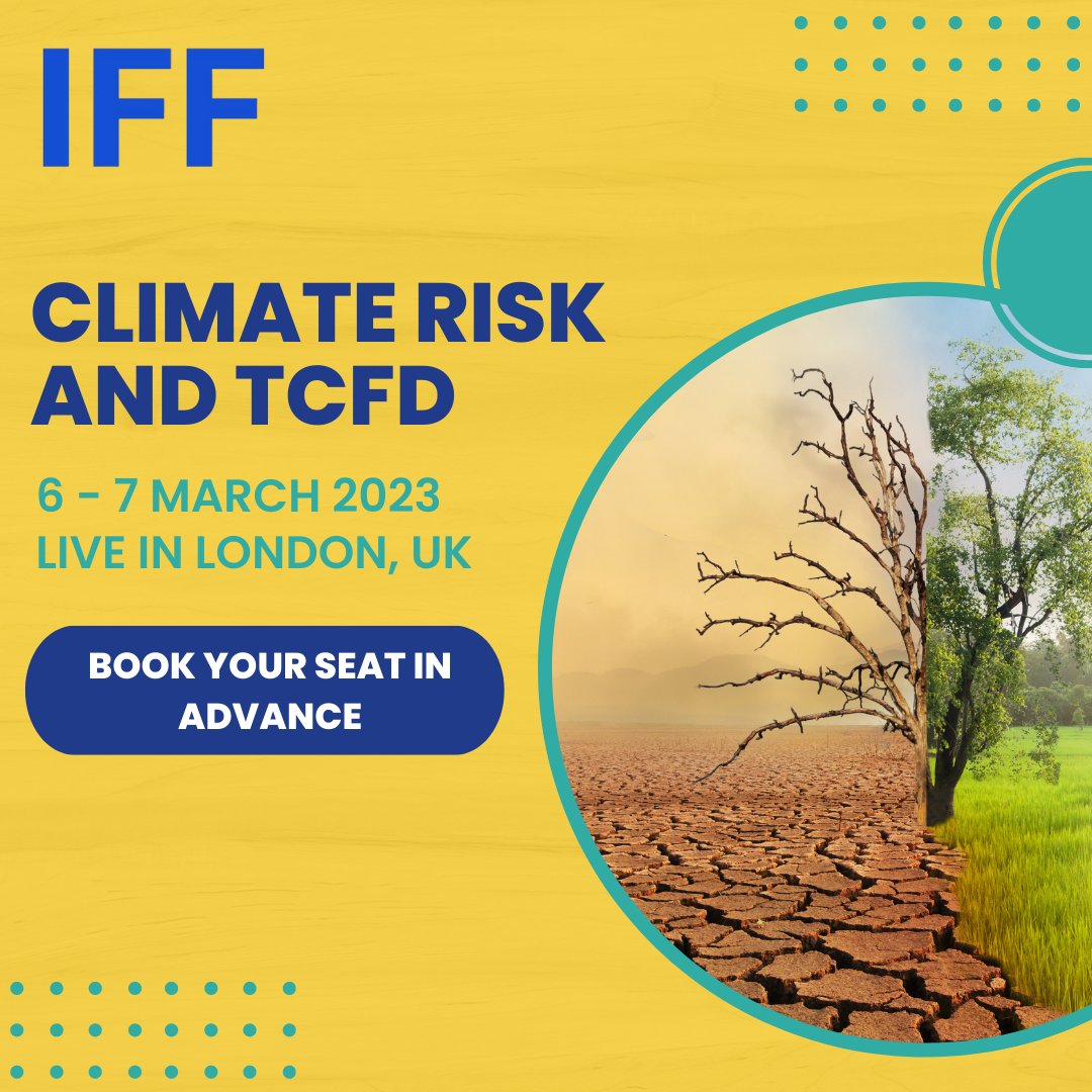 Book your seat for our topical face-to-face two-day #training course on #Climate Risk and TCFD: bit.ly/3VPiaVm

Get a complete overview of the requirements and the implementation of climate risk analysis and disclosure. 

Download the brochure: bit.ly/3gXprUE
