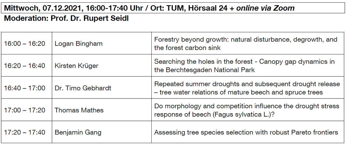 ForestManagement@TU_Muenchen (@ifm_tum) on Twitter photo Save the Date: 07.12.2022, 16.00:
Tomorrow the first part of the hybrid seminar on #silviculture, #ecosystem dynamics and #forestplanning will take place!
We are looking forward to exciting presentations and discussions moderated by <a href="/RupertSeidl/">Rupert Seidl</a> <a href="/edfm_tum/">Ecosystem Dynamics and Forest Management TU Munich</a> @dominikthom1! Save the Date: 07.12.2022, 16.00:
Tomorrow the first part of the hybrid seminar on #silviculture, #ecosystem dynamics and #forestplanning will take place!
We are looking forward to exciting presentations and discussions moderated by <a href="/RupertSeidl/">Rupert Seidl</a> <a href="/edfm_tum/">Ecosystem Dynamics and Forest Management TU Munich</a> @dominikthom1!