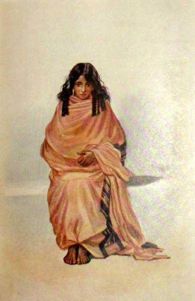 toda lady, titled Toda woman in Nilgiri(es) hills of Tamil Nadu i remember while visiting Ooty or Utakmand or Ootacamund on the hill tracks i saw village of Toda & their huts Painting by Rao Bahadur M. V. Dhurandhar, 1928