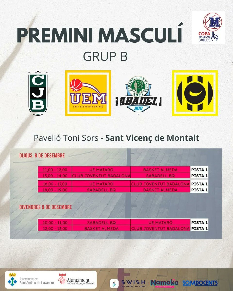 CopaMaresme3V's tweet photo. Grups i Calendari Premini Masculí https://t.co/Fx9T6bteJN
