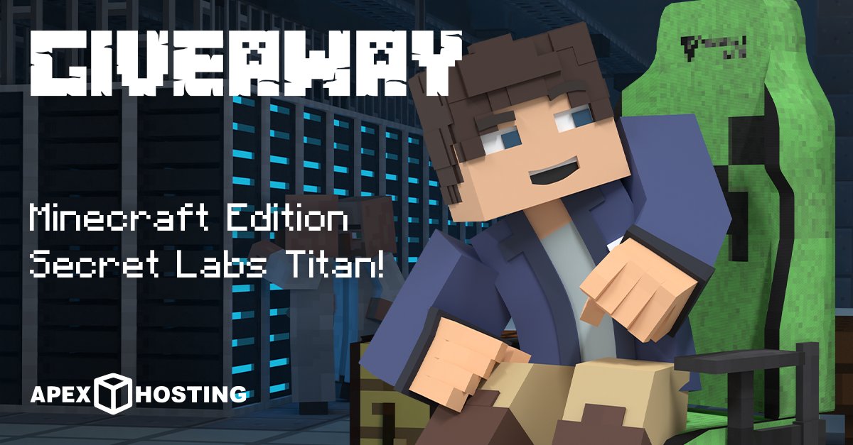 apexhosting's tweet photo. ππDECEMBER GIVEAWAY!ππ
This month we are giving away a @secretlabchairs Titan - Minecraft Edition and a 2GB server for 6 months! πΉοΈ
#minecraft #apexhosting #giveaway #secretlab #titan #server #hosting
π https://t.co/D2YlUDMzup https://t.co/jBp0Ns9nfO