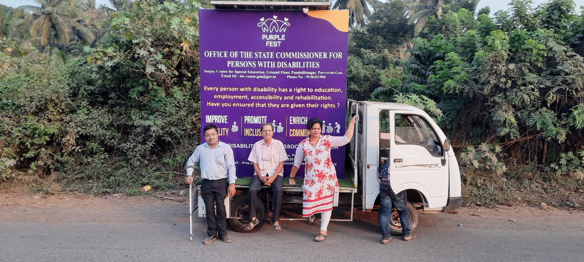 Publicity of <a href="/purplefestgoa/">International Purple Fest, Goa - 2025</a> on a mobile van today in South Goa..<a href="/discommgoa/">Goa State Commission for Persons with Disabilities</a> <a href="/goadisability/">Disability Rights Association of Goa</a> <a href="/tahahaaziq/">taha haaziq</a> <a href="/MuskanShaikh68/">Muskan Shaikh</a> <a href="/SubhashGoa/">Subhash PhalDessai</a> <a href="/MSJEGOI/">Ministry of Social Justice & Empowerment, GOI</a>