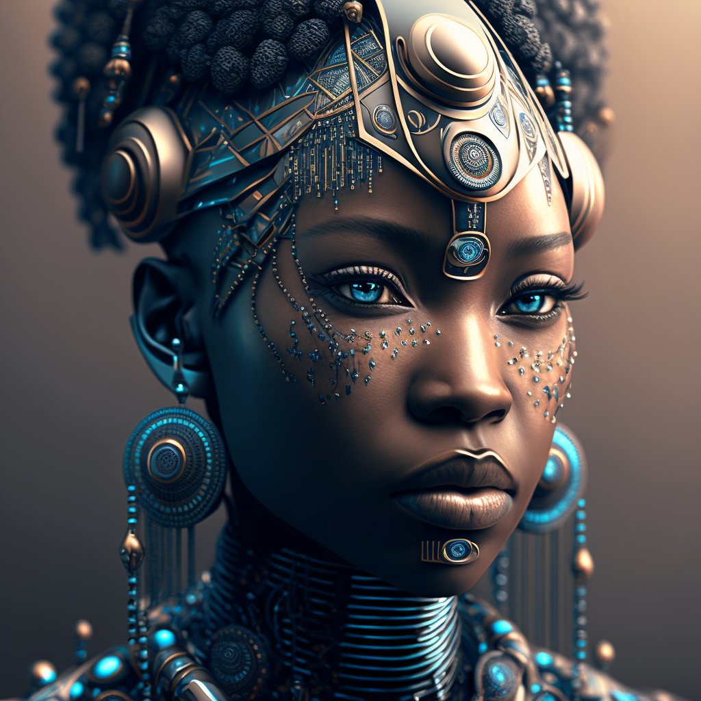 ArhenMensah's tweet image. #midjourney 
Prompt : cool futuristic african artificial intelligence
#ALXchallenge2022 #aiart 
@alx_africa
  
@FredSwaniker
 
@julienbarbier42 @0xAuntyBetty