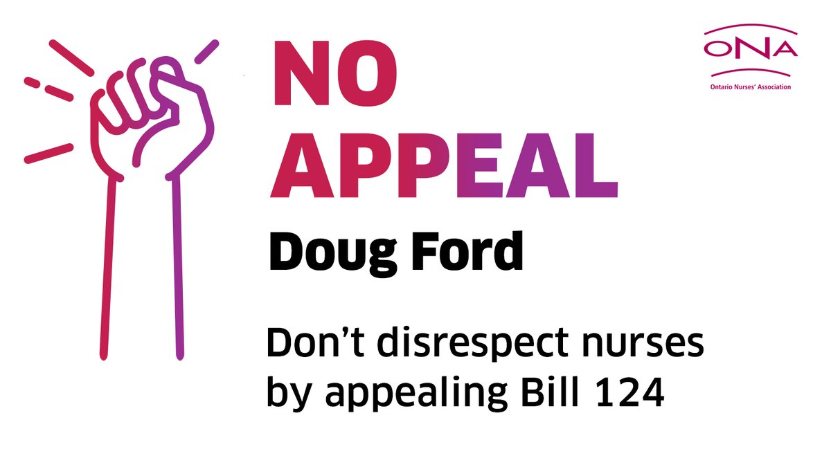 When <a href="/fordnation/">Doug Ford</a> introduced Bill 124, he trampled the Charter rights of nurses, health-care professionals, and all public sector workers. 

Bill 124 has been declared unconstitutional, but Ford is still trying to deny those rights. 

Let's send him a clear message: NO APPEAL!