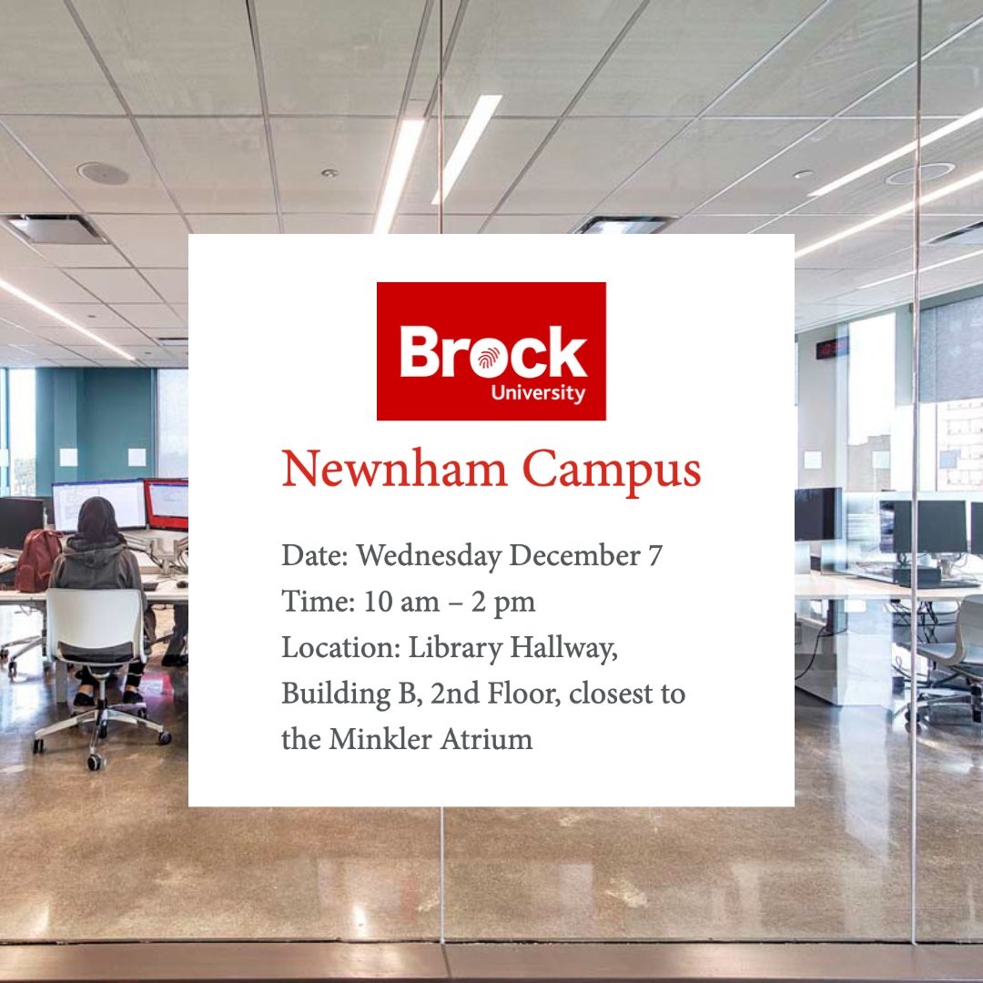 SenecaPathways's tweet image. Brock University is visiting Newnham tomorrow! ⁠
⁠
If you are thinking of furthering your education, @BrockUniversity will be at Newnham from 10 am - 2 pm.
⁠
Drop by the library hallway to learn more! ⁠
⁠
#SenecaPathways