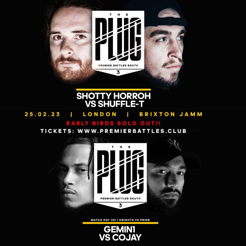 AllThingsBatRap's tweet photo. Premier Battles with a crazy lineup 🎥🔥 @PremierBattle
https://t.co/595sbwxJP8
#UNDISCLOSED7
•BIZZO BOND vs THE SAURUS
#THEPLUG3
•SHOTTY HORROH vs SHUFFLE-T
•GEMIN1 vs COJAY
#MATCHDAY1
•BIZZO BOND vs UNANYMOUS
•VIZUAL vs QUILL
•FROST vs BLACK T
•GEORGIE ROOTS vs SCOOP https://t.co/lF4LUwgQK9