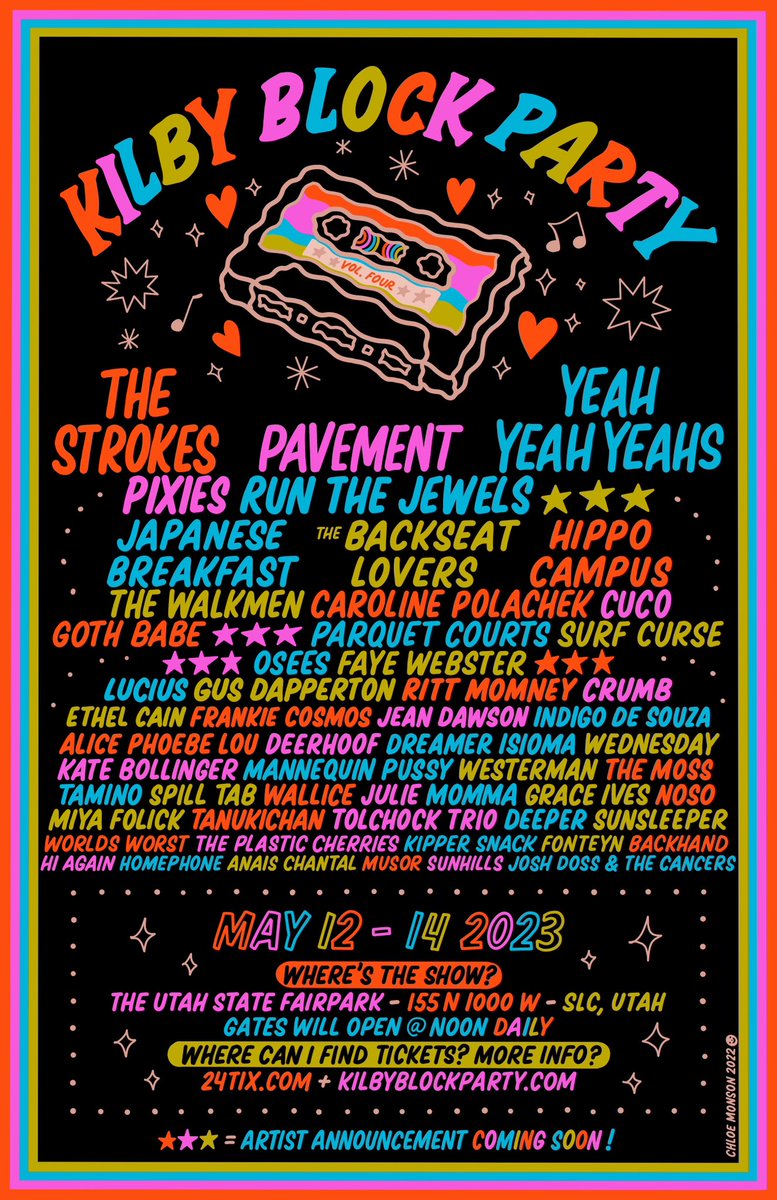 kilbycourt's tweet photo. Kilby Block Party is BACK! 💥

3-Day passes are on sale Wednesday 12/7 at 10AM MST at https://t.co/rDfZmPefiz + https://t.co/jh3zMGGG1T. Last year’s multi-day passes sold out in just 6 hours. Don’t miss the biggest KBP yet!
#kbp4 #kilbyblockparty #kilbycourt https://t.co/Tt51MyDZ3r