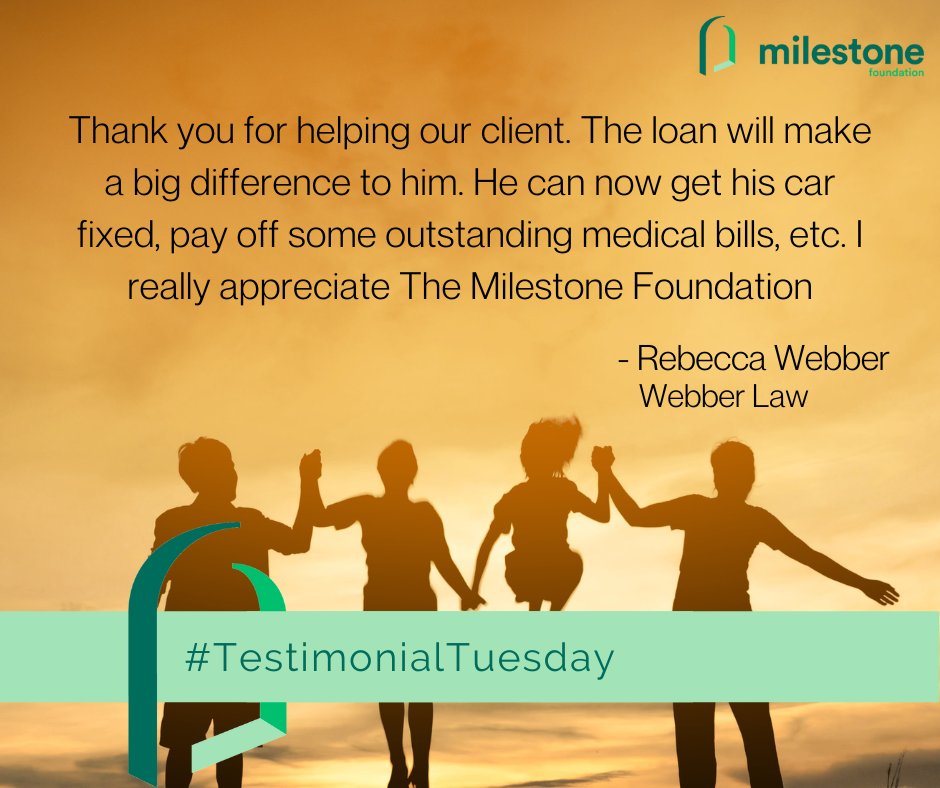 At The Milestone Foundation, we’re passionate about making a positive difference to those struggling to make ends meet. Read what an attorney had to say about how The Milestone Foundation helps their clients in times of need.

#testimonialtuesday #milestonefoundation #milestone