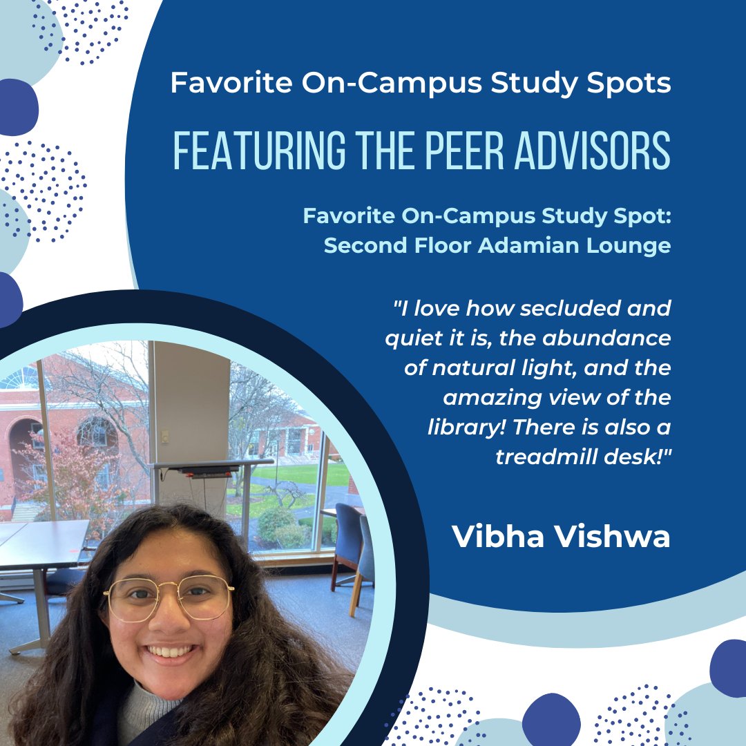 bentleyadvising's tweet photo. Looking for a good study spot during finals week? Our peer advisors have got you covered! Follow along for more of our peer advisor's favorite study spots on campus. https://t.co/DbyRhwVuru